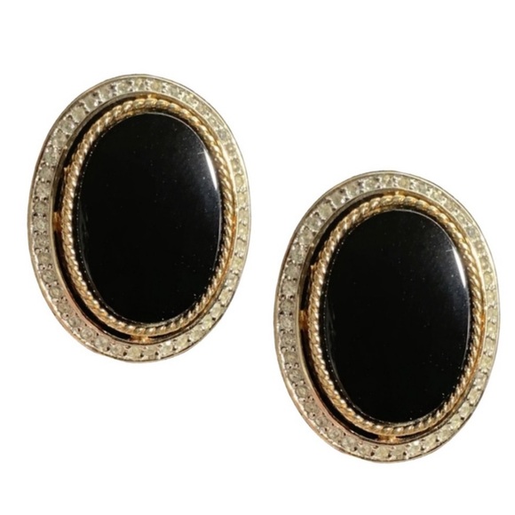 VINTAGE • Panetta Black Rhinestone Earrings - Picture 1 of 4